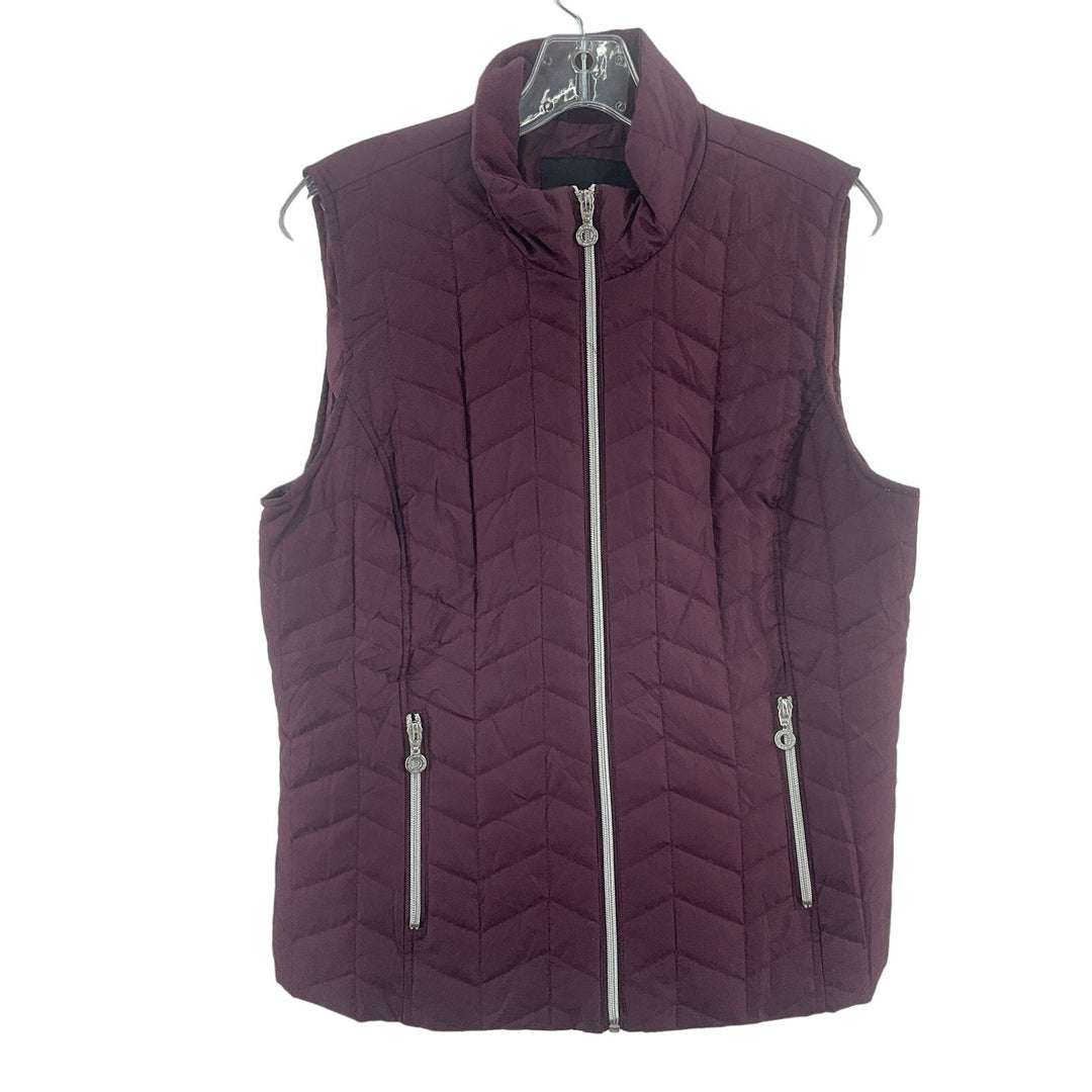 Marc New York Burgundy Quilted Zip Up Vest Women s Size Medium Preowned 2WEARS