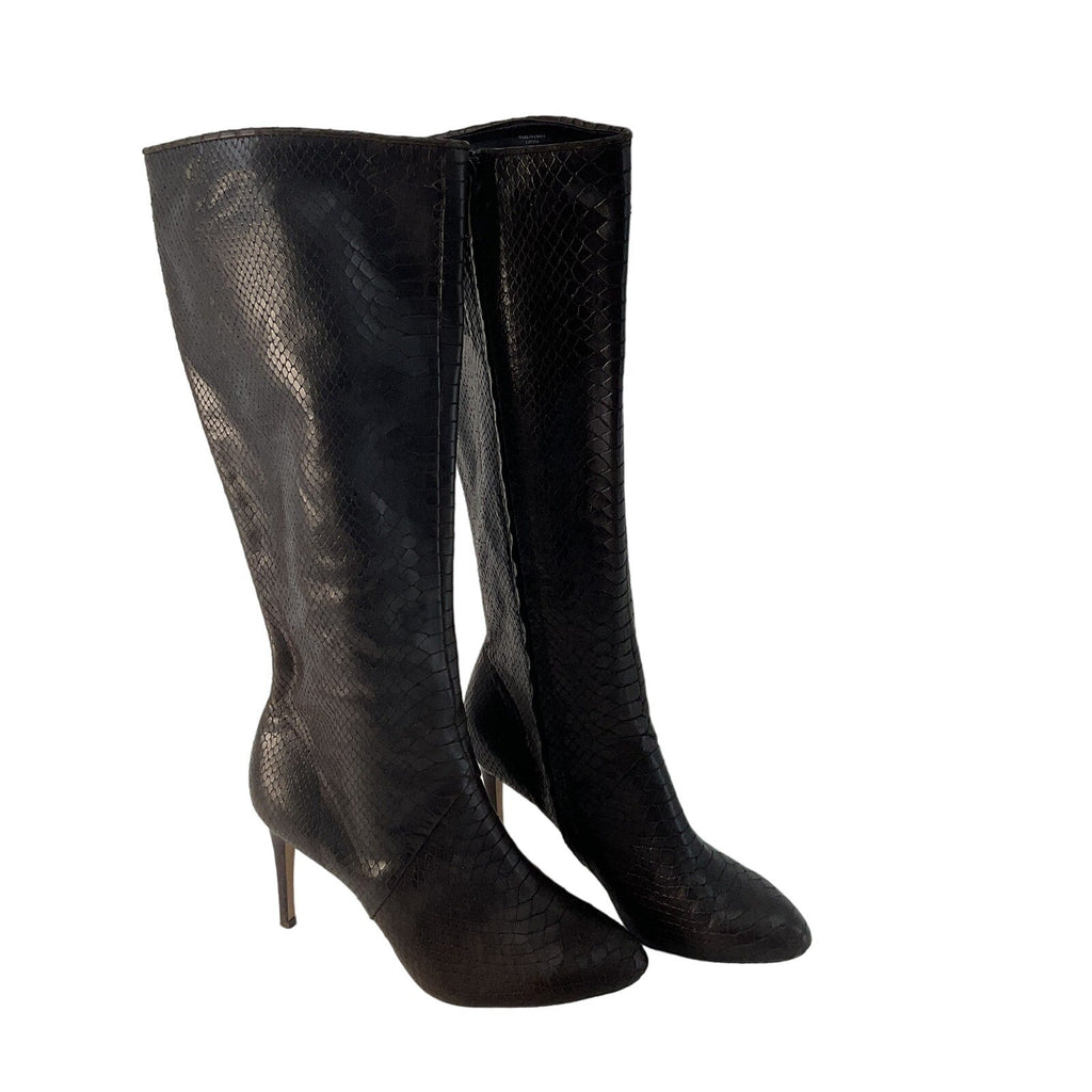 Maxstudio Black Leather Textured Riding Zip Up Boots 8.5M Women Preowned 2WEARS