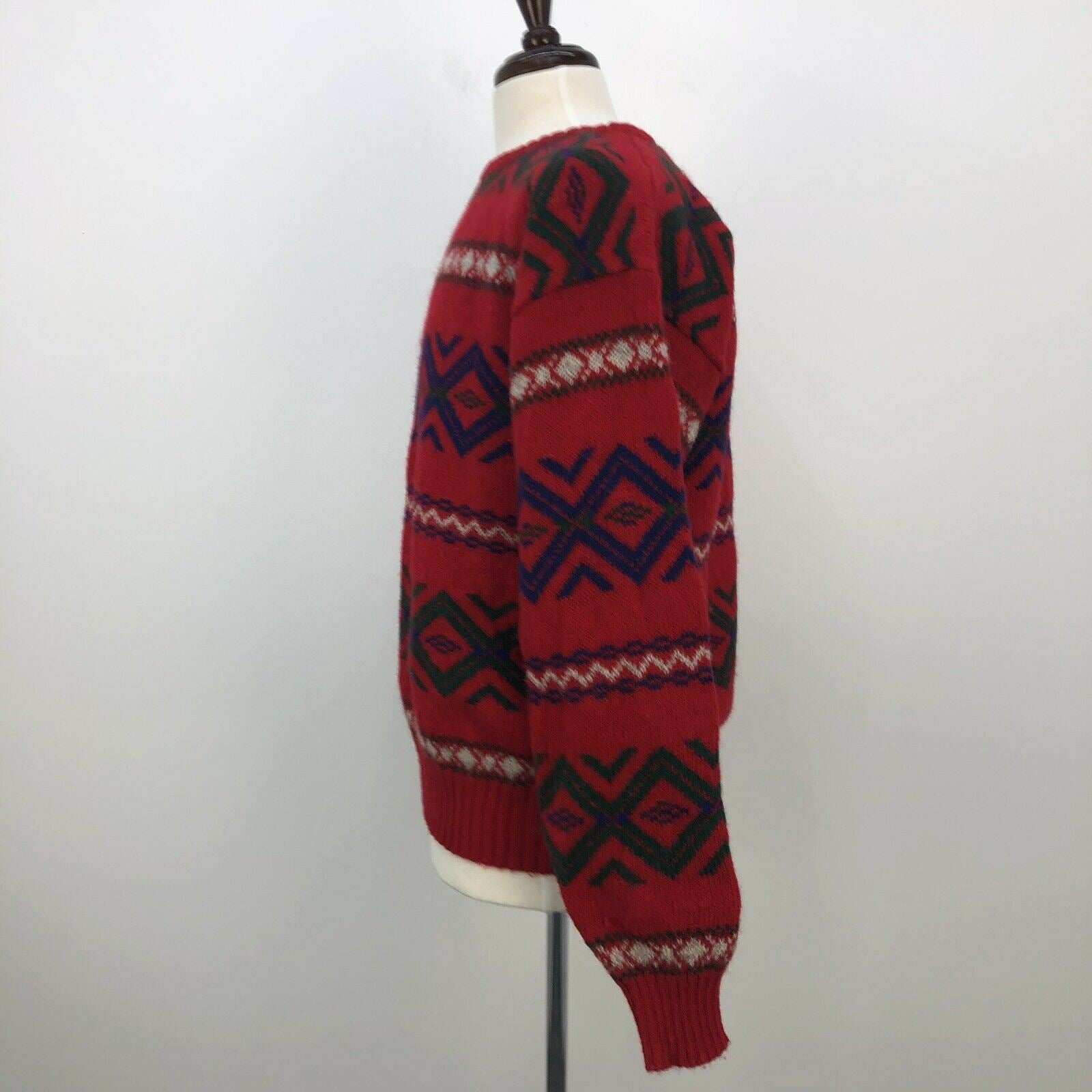 VTG Chaps Ralph Lauren Red Shetland Wool Fair Isle Pullover Sweater Mens  Size L - 2WEARS