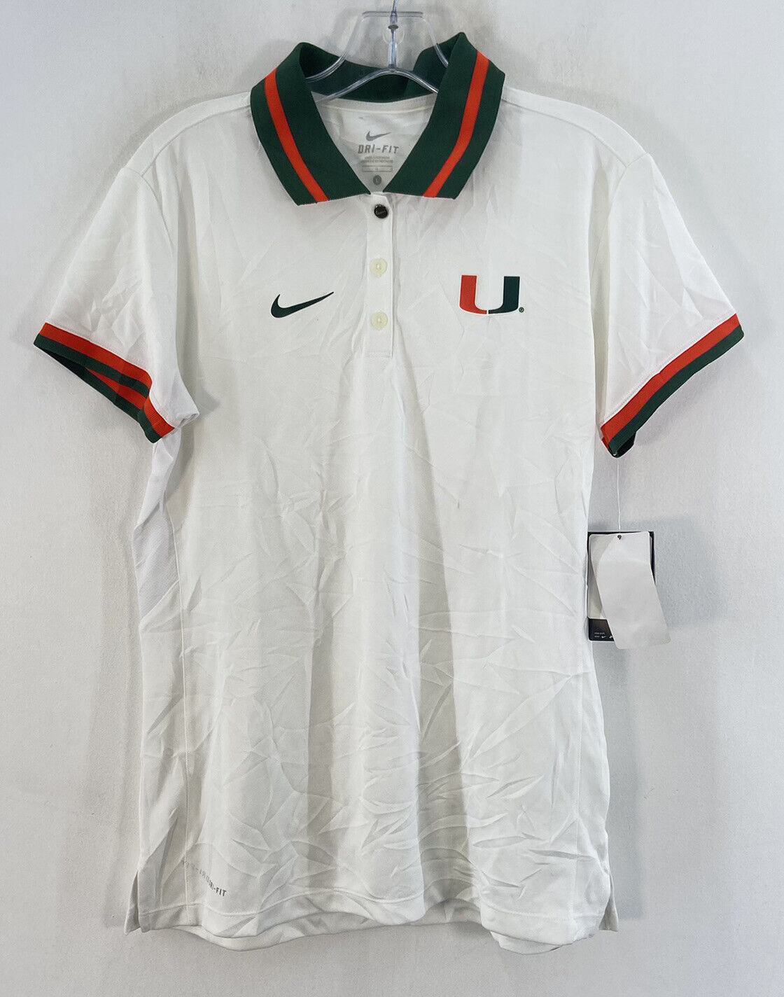 Miami Hurricanes Polo Shirt Mens XL Green Orange Stripe Logo