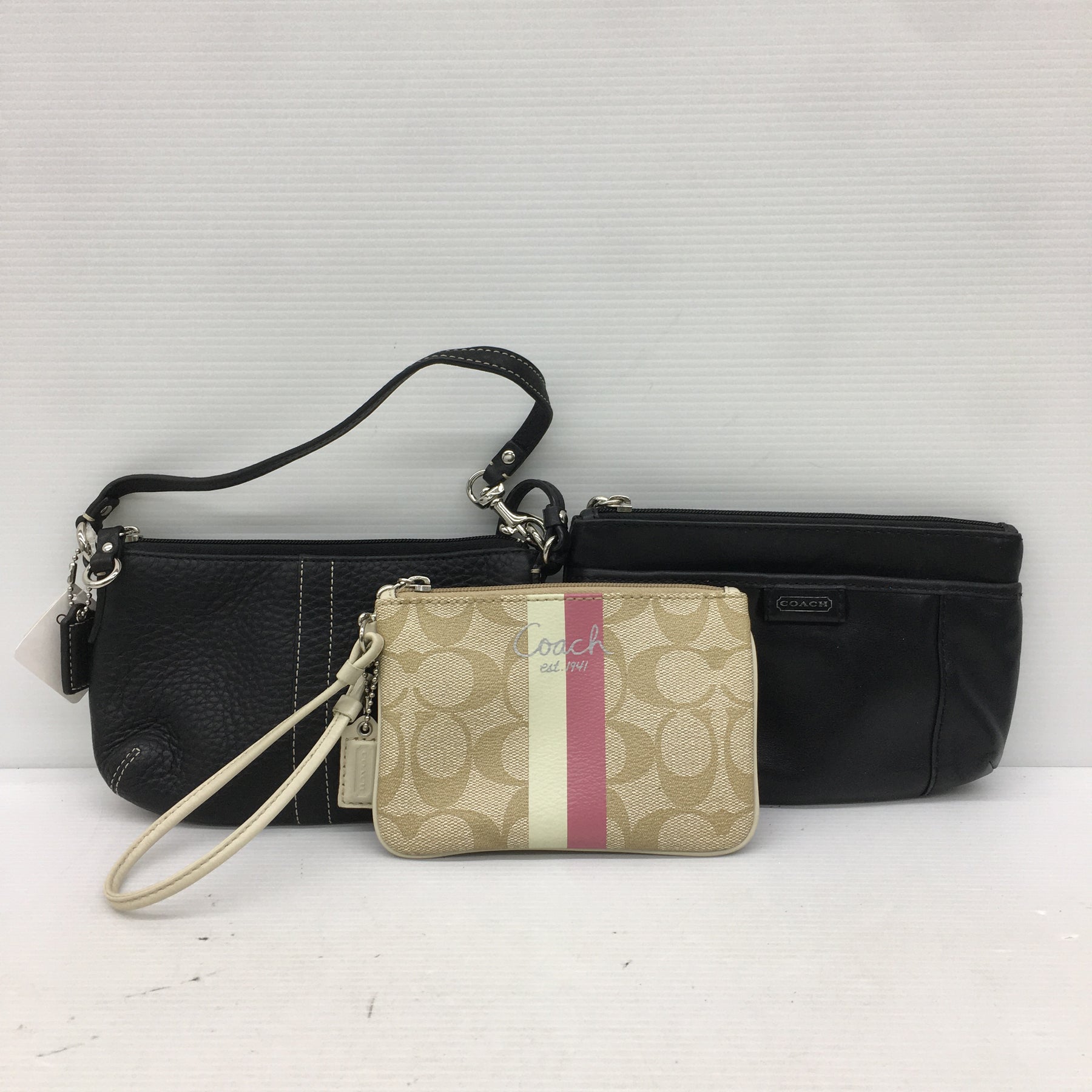 LOT of 3 Coach Micro Mini Leather Wristlet Shoulder Bag Handbag Wallet